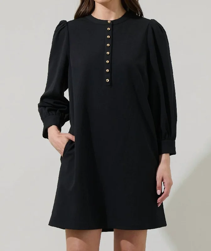 Cozy Chic Promotions Seasonal Sale Kenny Button Up Shift Mini Dress In Black