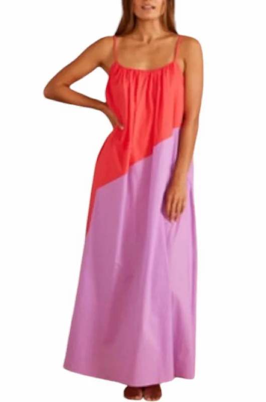 Premium Fashion Stylish Spring Fashion Cartagena Maxi Dress In Red Color Block