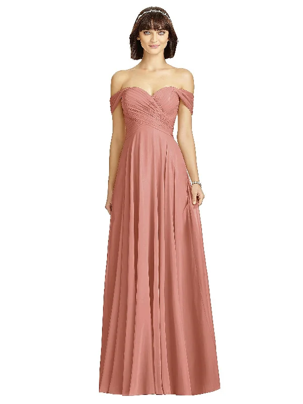 Elevated Casual Discounts Save On Inspired Styles Off-the-Shoulder Draped Chiffon Maxi Dress