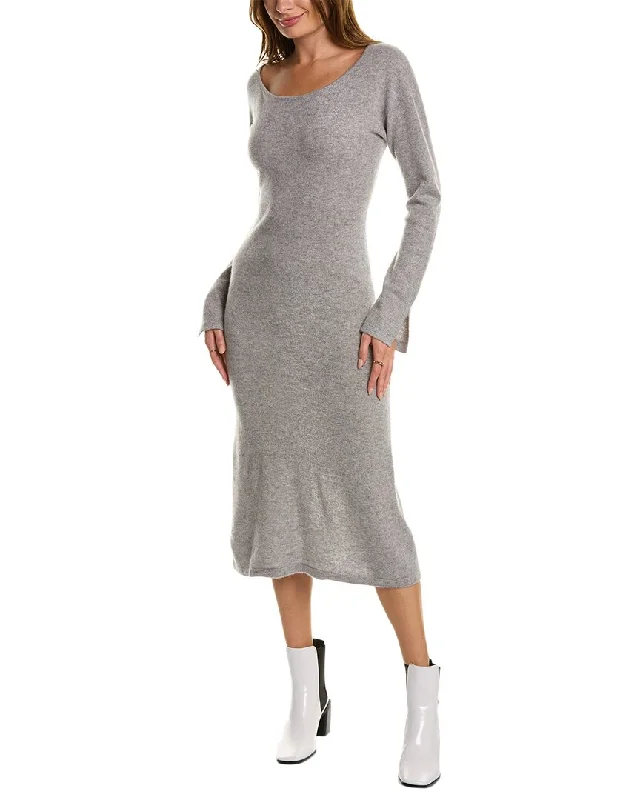 The Good Stuff End Of Season Sale Qi Cashmere Boat Neck Cashmere Midi Dress