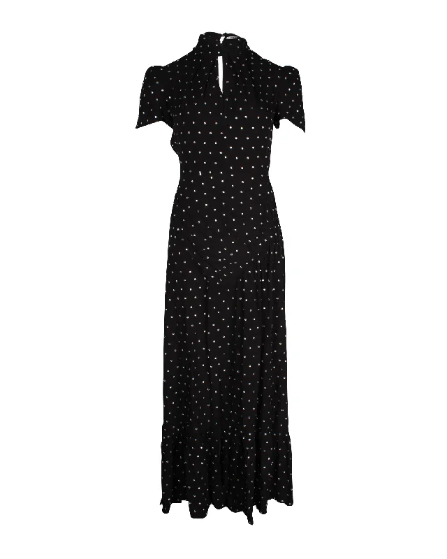 Vintage-Modern Style Offers Best-Sellers Self-Portrait Diamante Crystal Embellished Midi Dress in Black Viscose