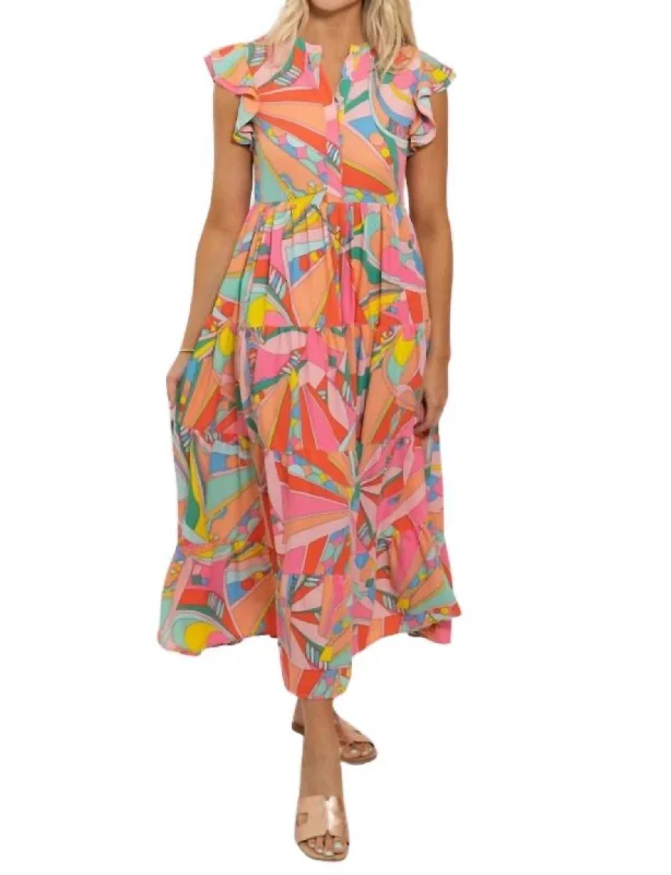 Edgy Fashion Deals Trend Alert Geo Tier Maxi Dress In Multi Color