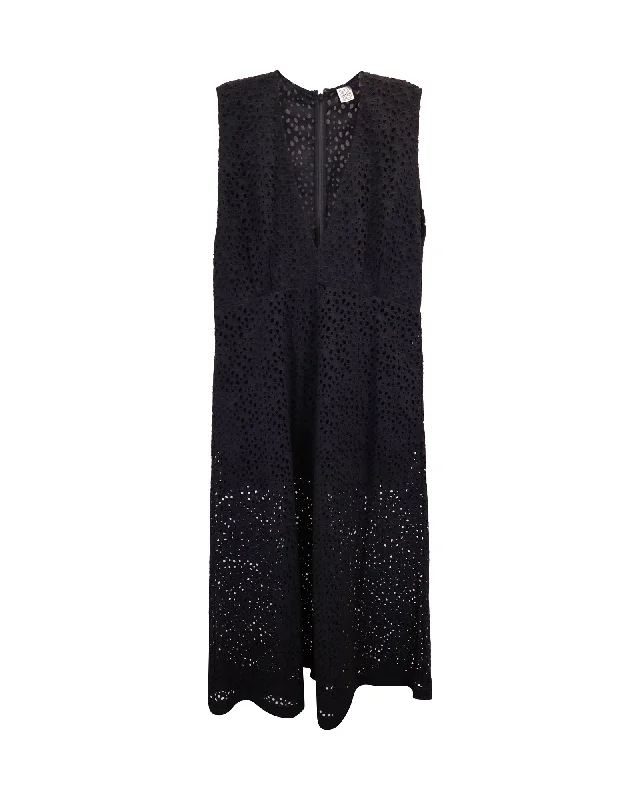 Big Discounts Mid - Week Surprise Totême Broderie Anglaise Maxi Dress in Black Cotton