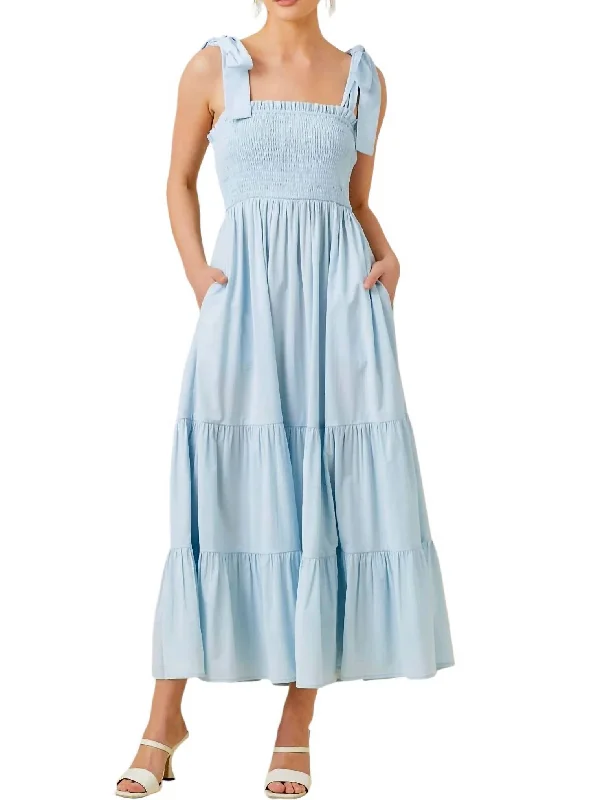 Discover Now Save On Inspired Styles Sweetheart Smocked Maxi Dress In Baby Blue