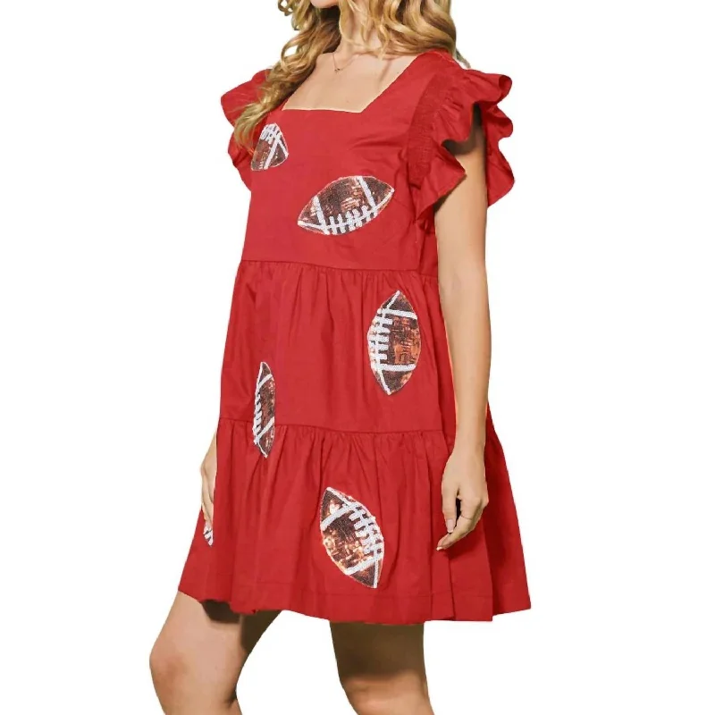 Playful Fashion Offers Limited-Time Offer Sequin Football Tiered Mini Dress