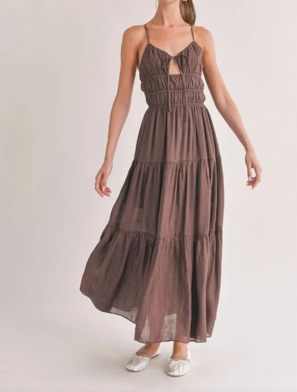 Comfortable Chic Fashion-Forward Outfits Light A Fire Tie Maxi Dress In Brown