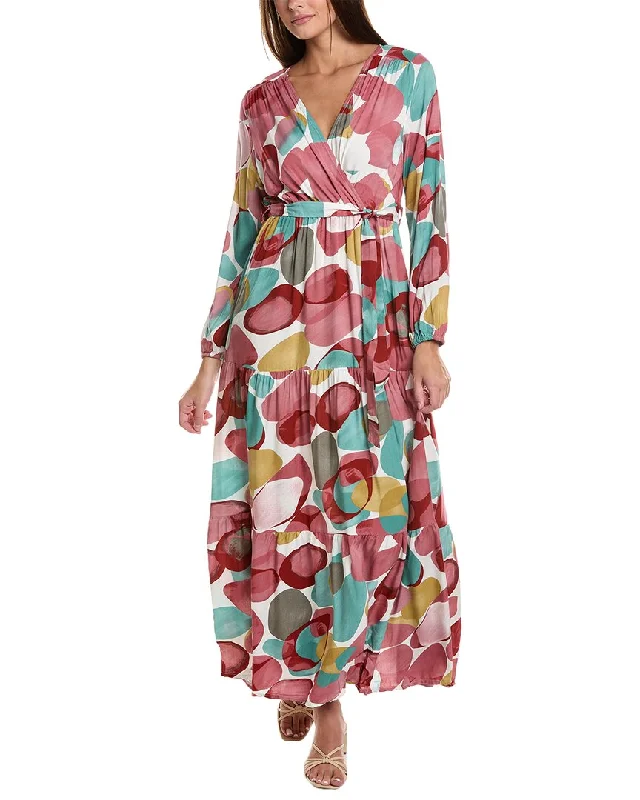 Trendy Women'S Wear Collection Today Only ANNA KAY Patches Silk-Blend Maxi Dress