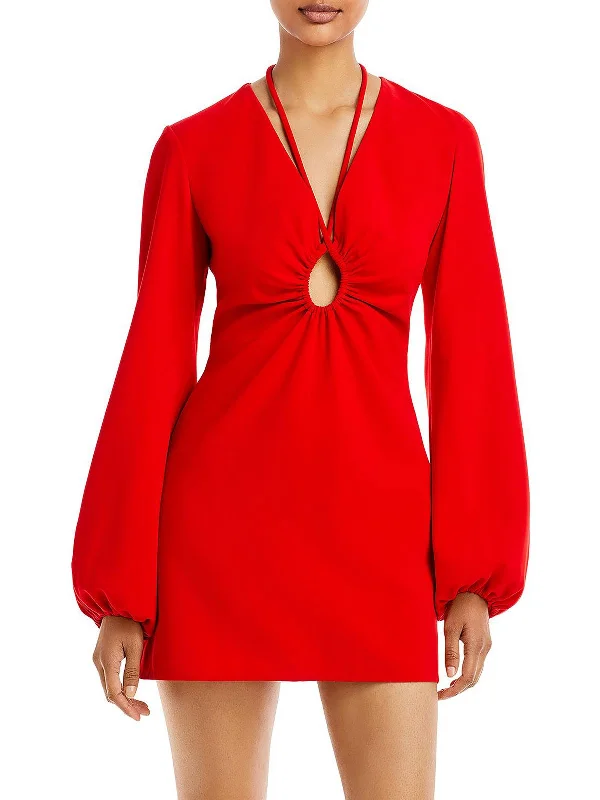 Relaxed Style Deals Wardrobe Upgrade Leslie Womens Cut-Out Plunge Mini Dress