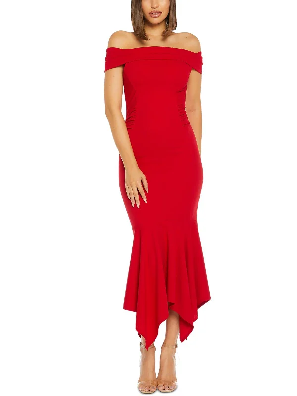 Latest Trends Special Offer Womens Full Length Off-The-Shoulder Maxi Dress