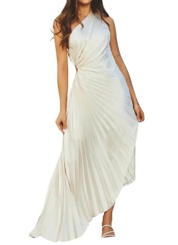 Modern Fashion Sale Fashionista Favorites Olympia Asymmetrical Pleated Maxi Dress In White