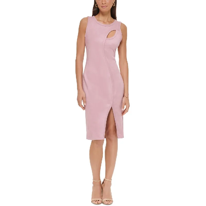 Sophisticated Street Style Offers Spring Fling Sale Womens Faux Suede Sleeveless Midi Dress