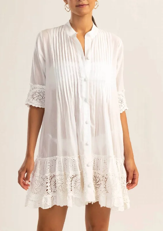 Casual Chic Score Big On Glamorous Red - Carpet Styles Eyelet Lace Milos Mini Dress in Optic White