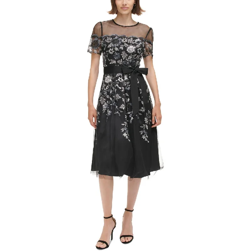 Classic Elegance Sales Save Big Womens Metallic Embroidered Midi Dress