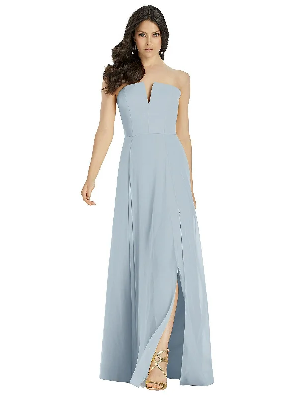 High-End Style Discounts Limited Time Deal Strapless Notch Chiffon Maxi Dress