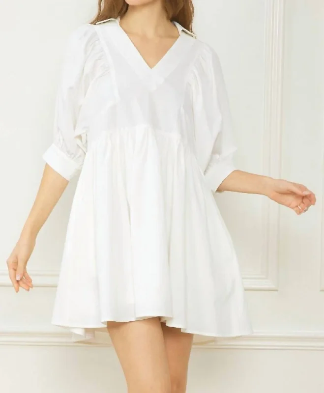 Urban Style Promotions Clearance Event Collared Mini Dress in White