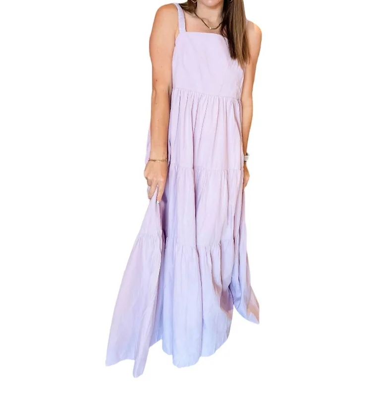 Minimalist Fashion Sale Big Savings Poplin Tier Maxi Dress In Lavender