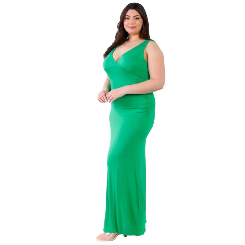 Hot Styles Limited-Time Offer Plus V-neck Sleeveless Maxi Dress