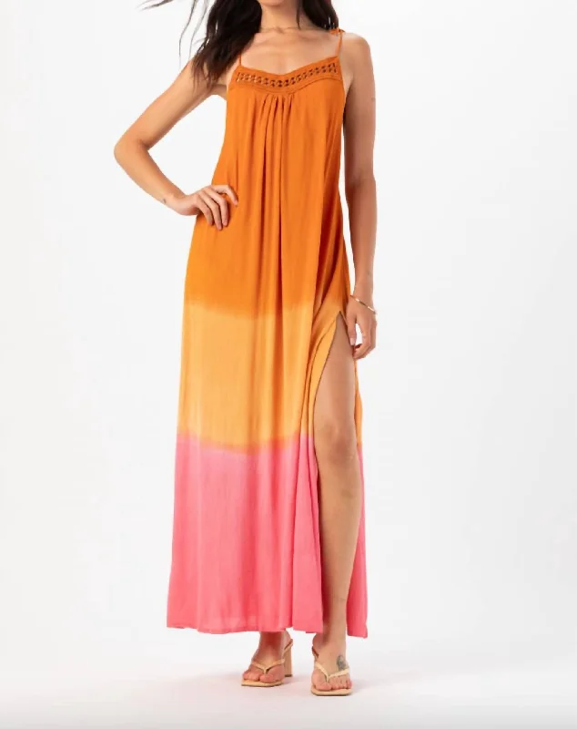 Budget Friendly Latest Fashion Canggu Maxi Dress In Rust/pink/ombre