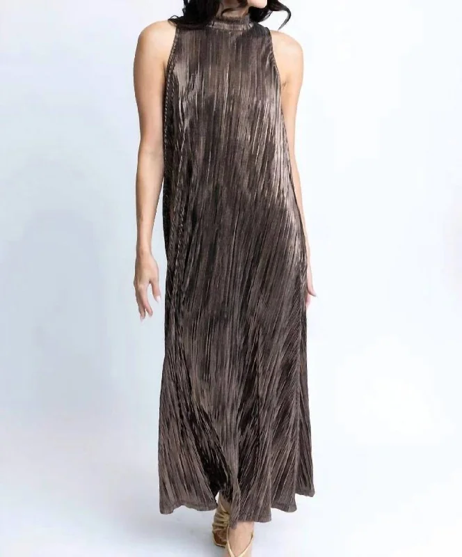 Evening Elegance Pastel Styles Metallic Halter Maxi Dress In Black