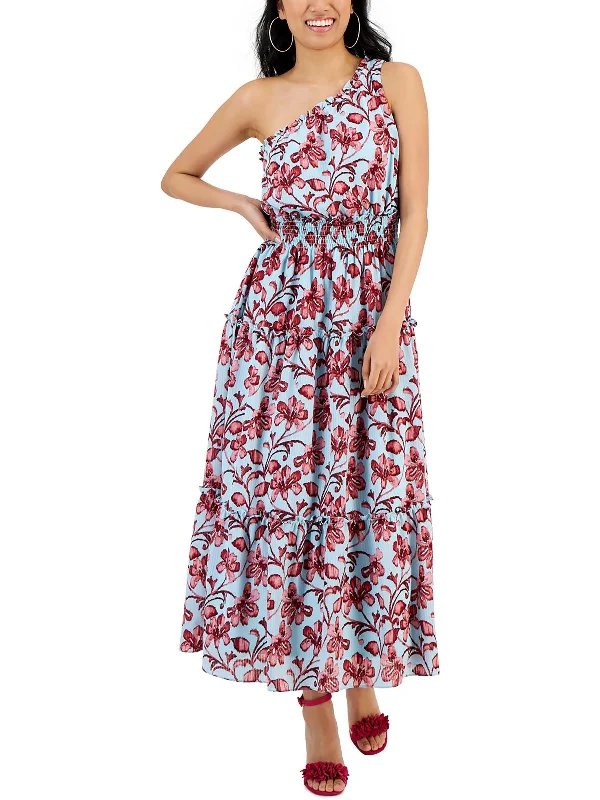 Sophisticated Style Offers Seasonal Trends Petites Womens One-Shoulder Long Maxi Dress