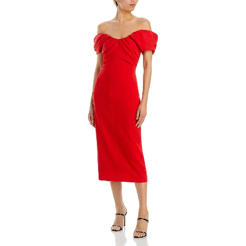 Easy Elegance Sales Last Chance Sale Nora Womens Off-The-Shoulder Special Occasion Midi Dress