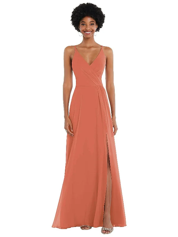 Classic Chic Deals Limited Styles Faux Wrap Criss Cross Back Maxi Dress with Adjustable Straps