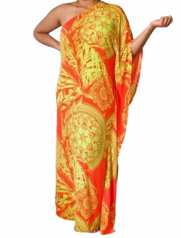 Summer Fashion Fashion Forward One Shoulder Maxi Dress In Marigold