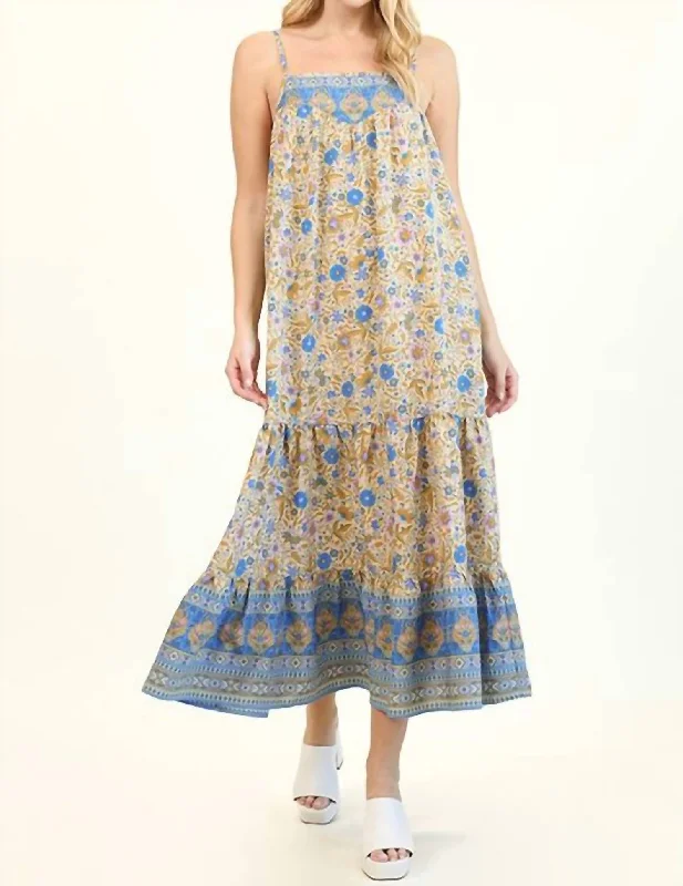 Classy Style Discounts Chic Style Liliana Maxi Dress In Blue Aztec