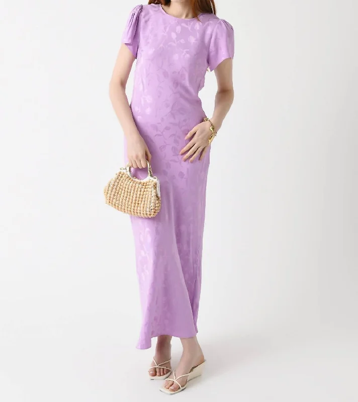 Luxury Fashion Style Upgrade Marie Maxi Dress In Lilac Tulip Jacquard