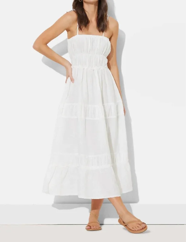 Limited Time Deal Flash Deals Solid Gauze Maxi Dress In White