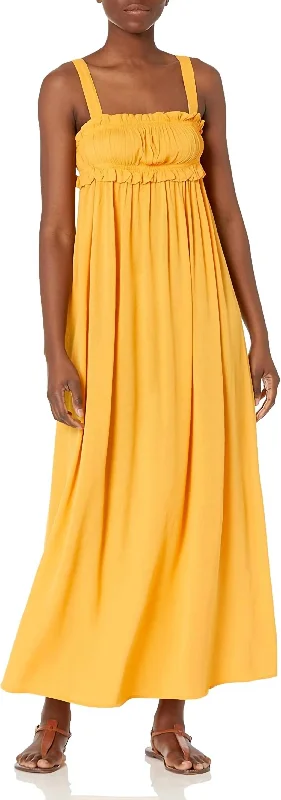 Trend Forward Threads Spring Fashion Ruffle Top Maxi Dress In Sunflower