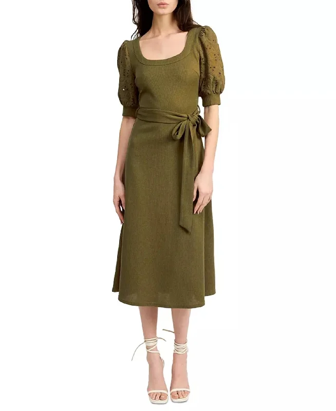 Seize Bargains Chic Styles Amy Darling Midi Dress In Basil