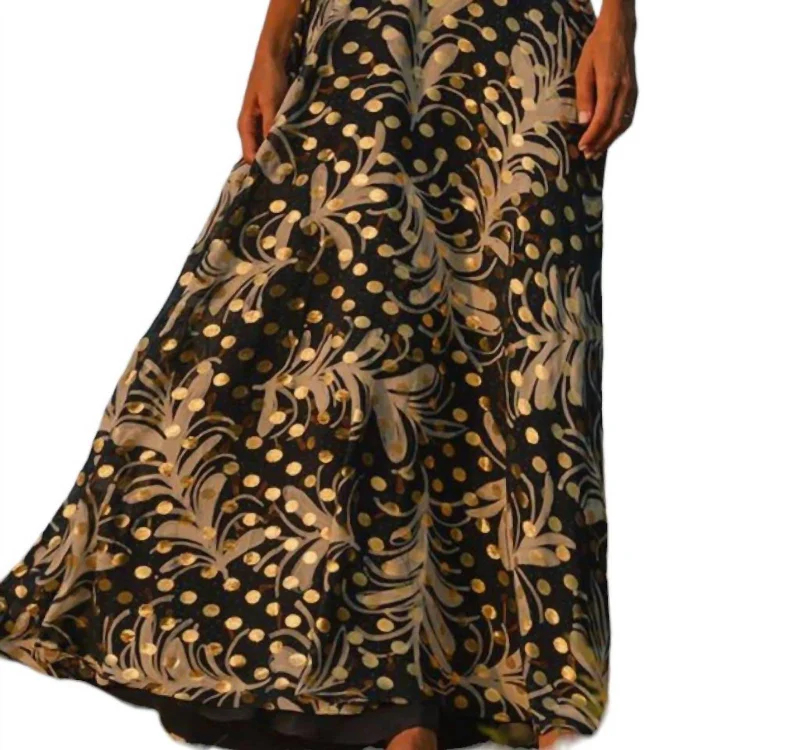 Summer Fashion End Of Season Sale Gretchen Maxi Dress In Gold Leaf Indigo