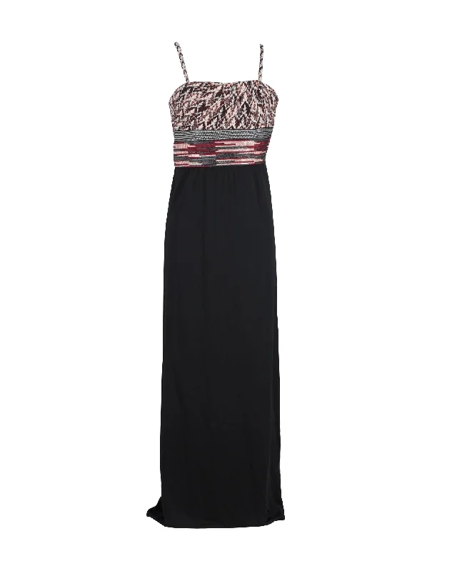 Unbeatable Prices Big Savings On Rustic Countryside Styles Missoni Embellished Top Maxi Dress in Black Polyester Silk