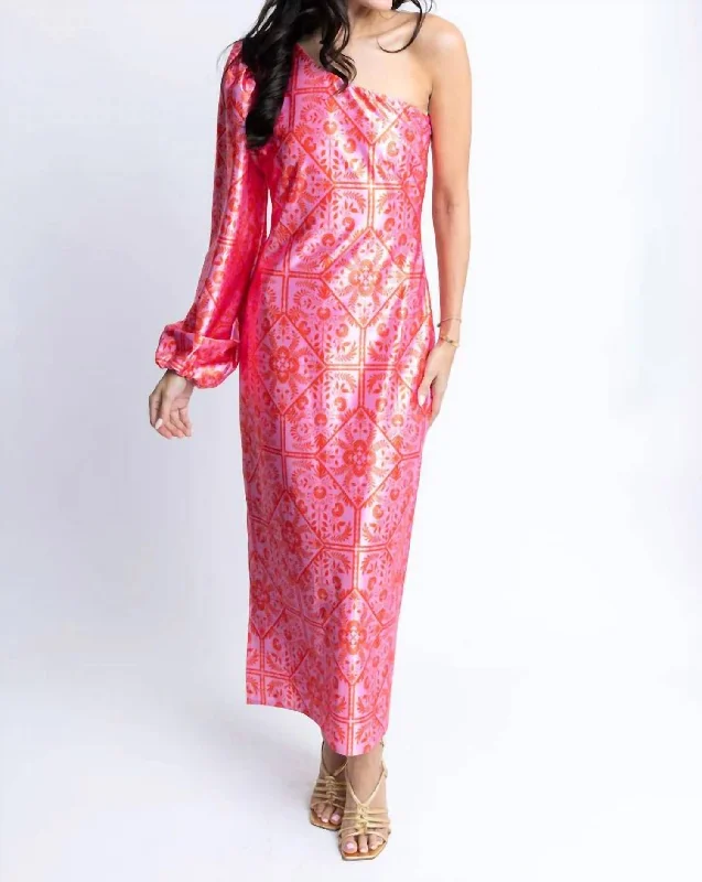 Imeless Style Fashion For Every Occasion One Shoulder Maxi Dress In Pink