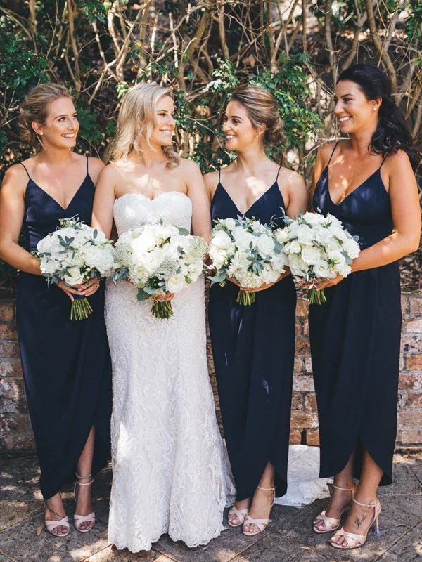 Special Offers Score Big On Glamorous Red - Carpet Styles Navy Jersey V-neck Bridesmaid Dresses, 2020 Bridesmaid Dresses, Popular Bridesmaid Dresses