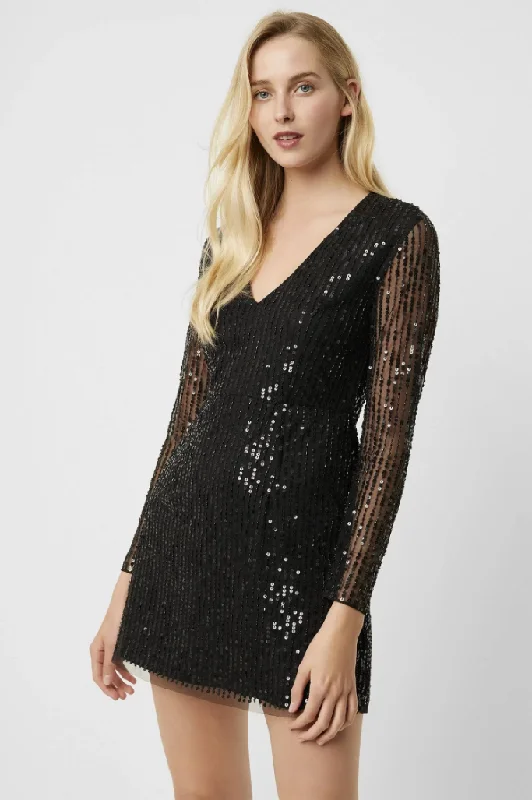 Chic Styles Wardrobe Update 4 - french connection black sequin long sleeve dress