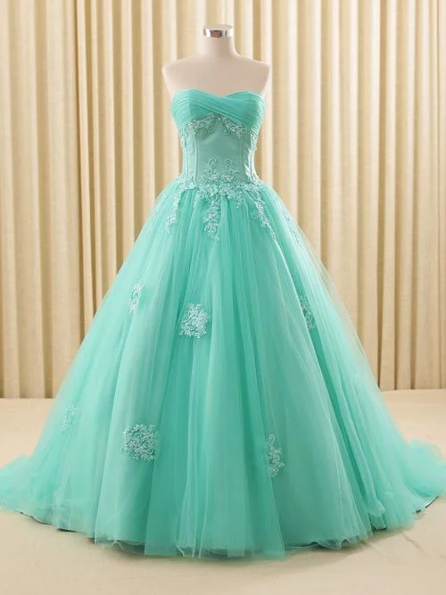 Affordable Luxury Fashion Grab Romantic Date - Night Styles Now Turquoise Lace Ball Gown Dress prom Dress,princess Ball Gown Dress   cg11064