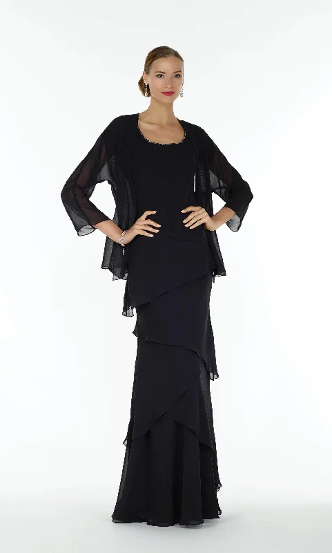 Premium Fashion Elegant Style Alyce Paris - 29292 Layered Chiffon Dress with Long Sleeved Jacket