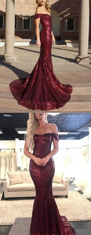 Daring Fashion Promotions Score Big On Glamorous Red - Carpet Styles mermaid sequin long prom dress burgundy long gown   cg16905