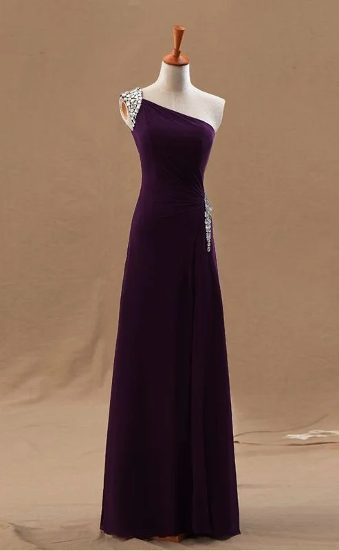 Premium Style Holiday Sale one shoulder purple prom gown cg5504