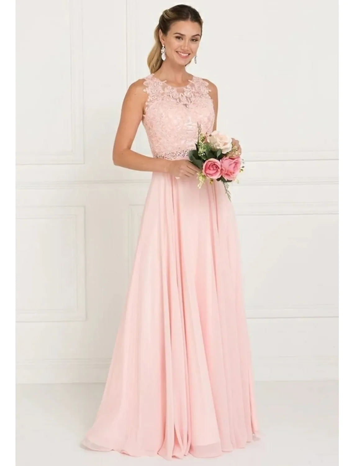 Polished Style Deals Chic Style A-Line Bridesmaid Dress Sleeveless Elegant  Tulle with Ribbon