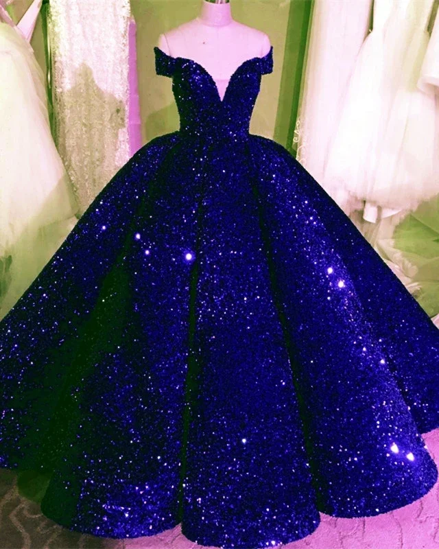 Dive Into Trendy Styles Fashion Sale Sequin Ball Gown Dresses Off The Shoulder Prom Dress    cg20162