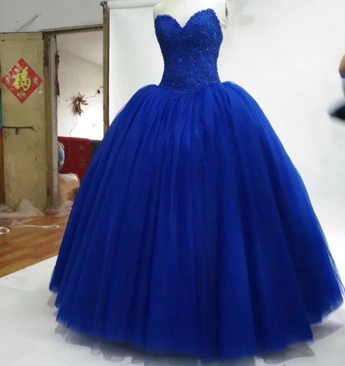 Stay Ahead In Style Best-Sellers Sweetheart Puffy Royal Blue Tulle skirt Ball Gown Sweet 16 Quinceanera Dresses Prom Dress    cg20161