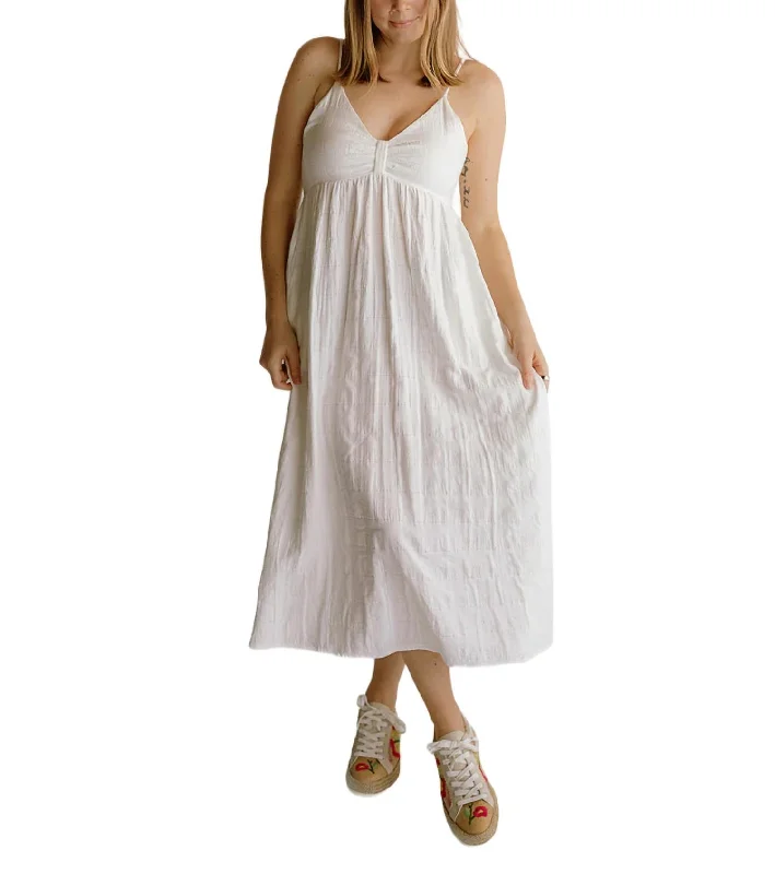 Flirty Fashion Discounts Save Big Texture Gauze Midi Dress In Off White