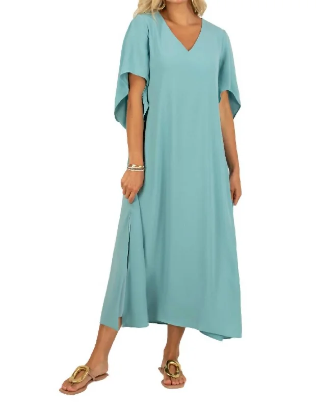 Discover Promotions Feminine Soft - Hued Styles Meredith Midi Dress In Aqua Sea