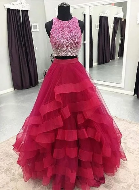 Trendy Looks On Sale Save Big Two Pieces Prom Dress,Long Dress, Back to Schoold Party Gown   cg11103