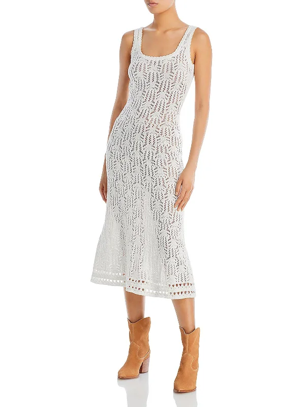 Urban Elegance Deals Spring Fashion Womens Crochet Cotton Midi Dress