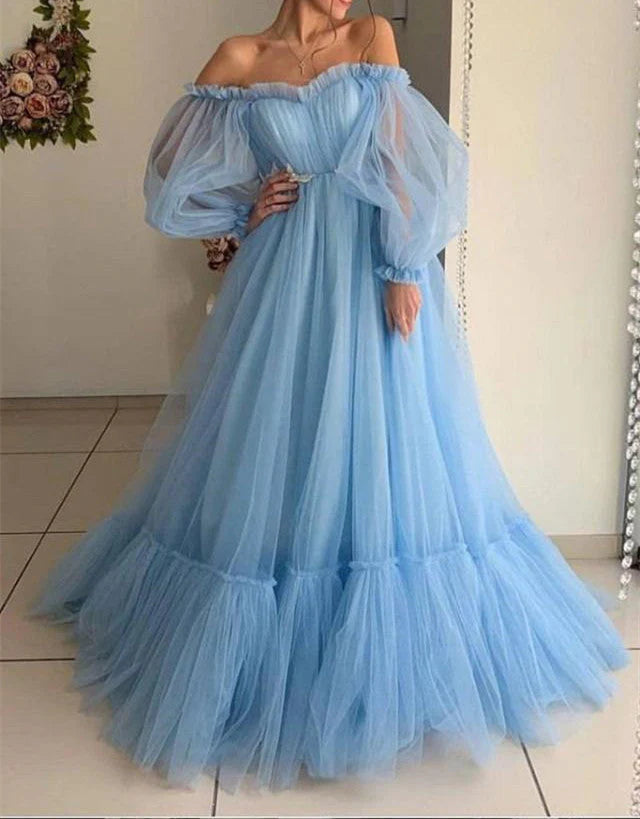 Snag Fabulous Fashion Bargains Trend Alert DingJiDress Quinceanera Dresses Tulle Off the Shoulder Modern Prom Dresses Long Sleeve