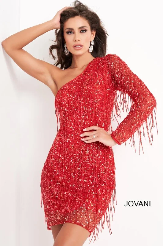 Browse Our Top Products Seasonal Sale Long Sleeve Fringe Cocktail Dress by Jovani 2645